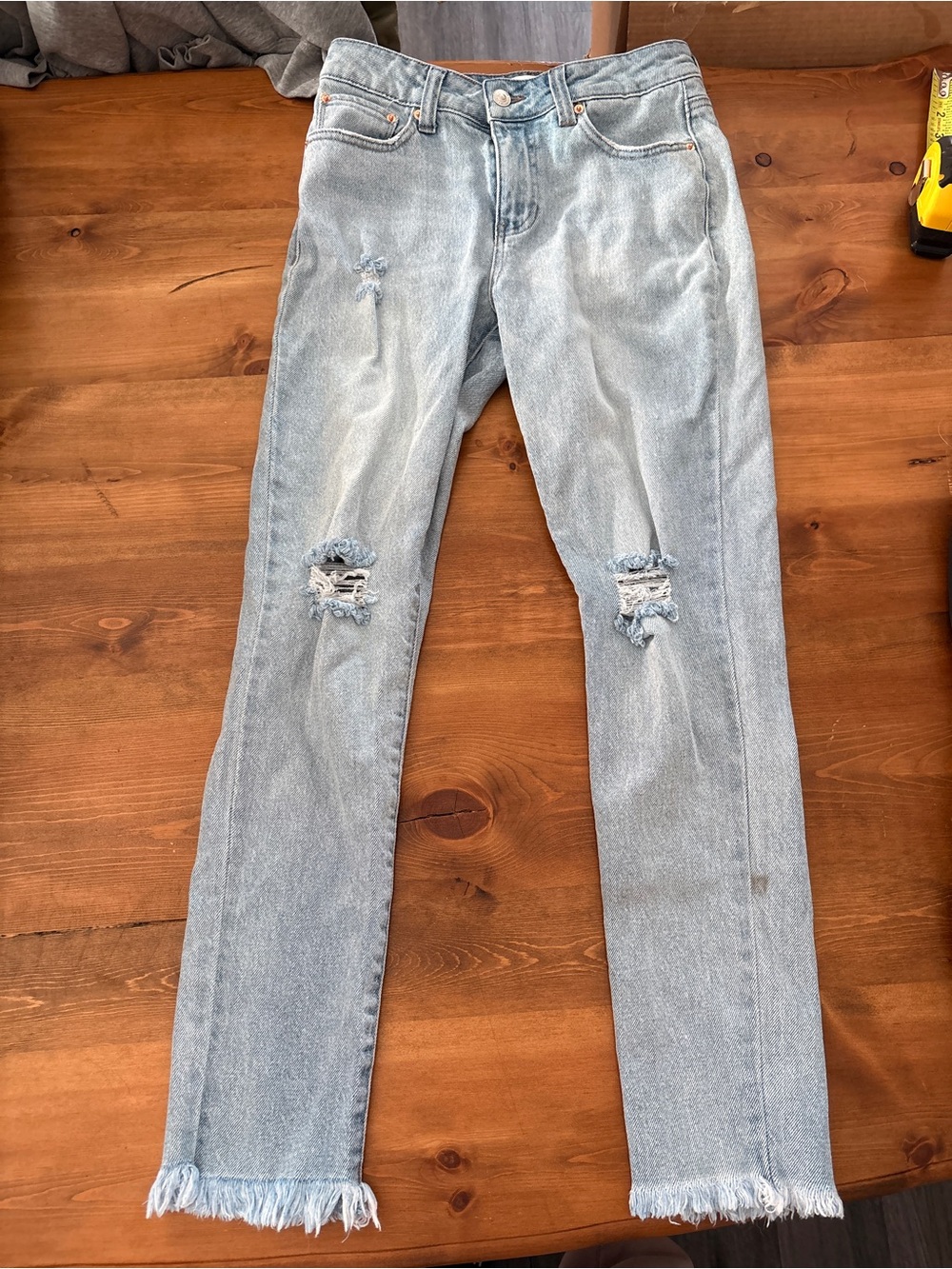 Ashley Mason Light Blue Distressed Slim Straight Jeans